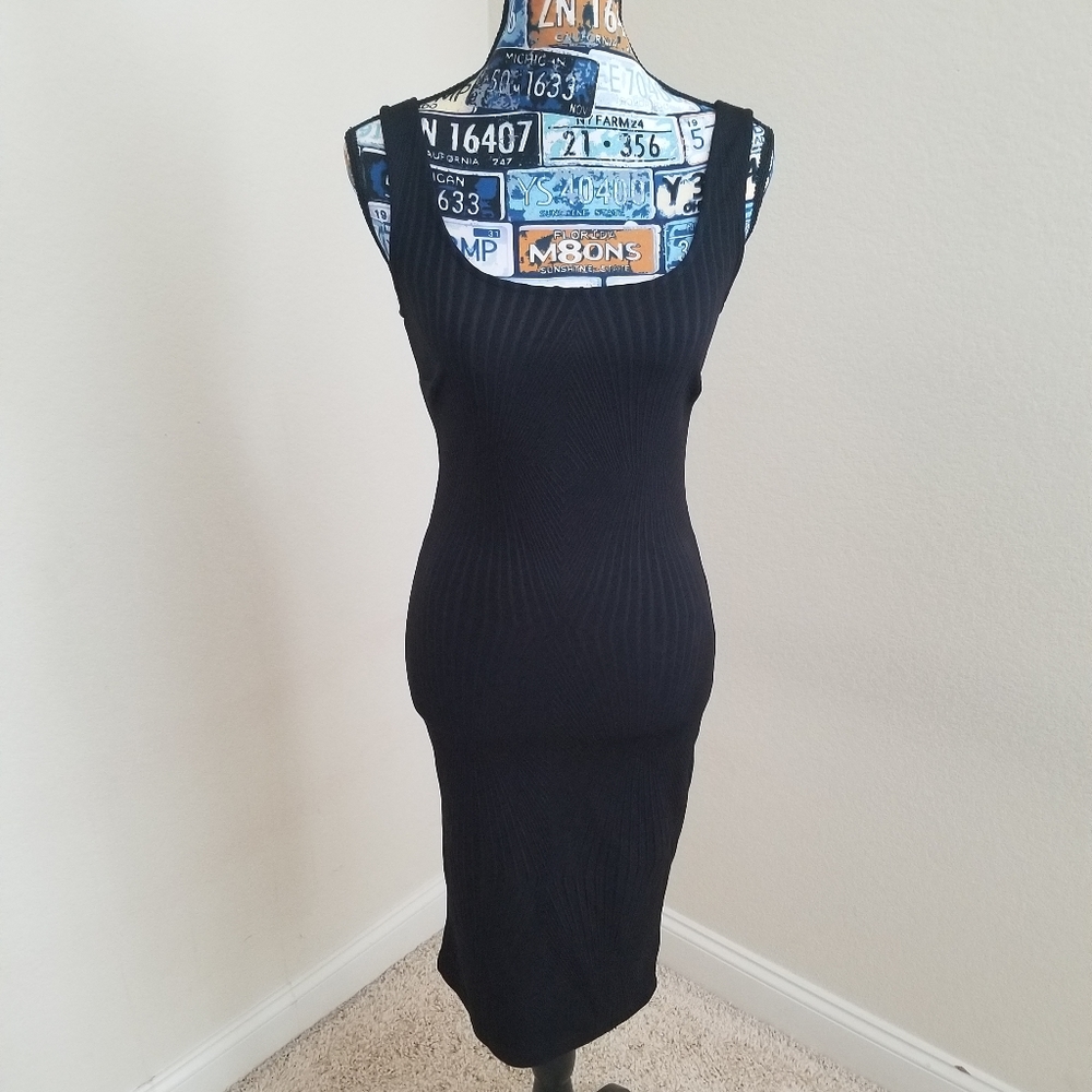 Mystic Ribbed Bodycon Midi Dress Black S NWT